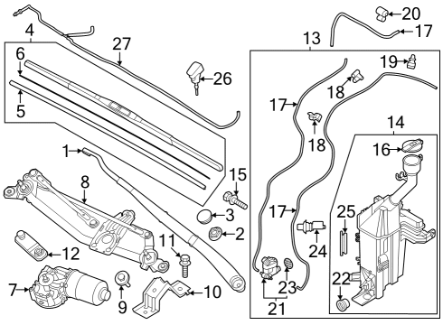 2024 Kia Niro EV Wiper & Washer Components Wiper Blade Rubber Assembly(Drive) Diagram for 98351-2W000