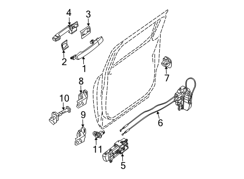 2006 Nissan Frontier Rear Door - Lock & Hardware Hinge Assy-Rear Door Diagram for 82401-EA00A