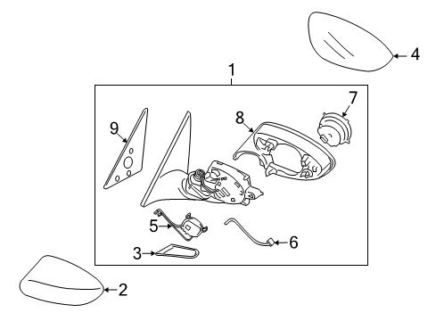 2010 BMW Z4 Mirrors Outside Mirror Without Glass Heated Right Diagram for 51167281980