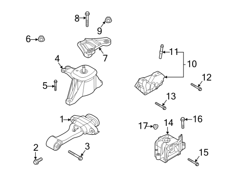 2024 Hyundai Tucson Engine & Trans Mounting Bolt Diagram for 1123410606K