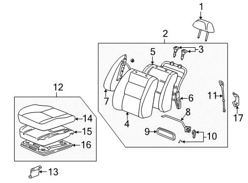 1998 Toyota Camry Front Seat Components Seat Back Frame Diagram for 71013-AA030