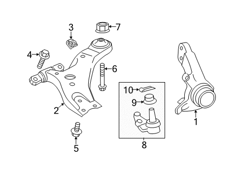 2016 Toyota Avalon Front Suspension Components, Lower Control Arm, Stabilizer Bar Lower Control Arm Front Bolt Diagram for 90080-10271