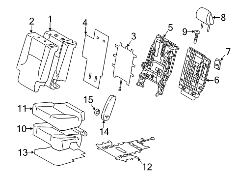 2023 Lexus GX460 Second Row Seats Pad, Rear NO.1 Seat Cushion Diagram for 71612-60500