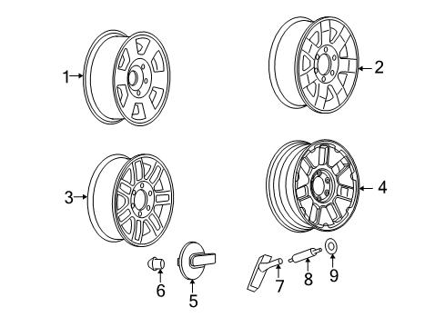 2008 Hummer H3 Wheels Spare Wheel Diagram for 9594959