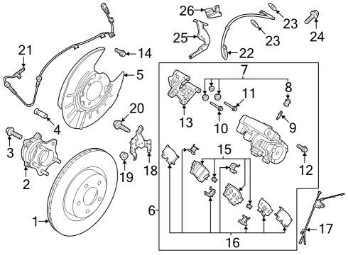 2023 Nissan ARIYA Rear Brakes Bolt-Hub Diagram for 43222-70T00
