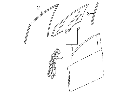2010 Honda Civic Front Door - Glass & Hardware Glass Assy., L. FR. Door (Green)(Agc) Diagram for 73350-SNA-A02