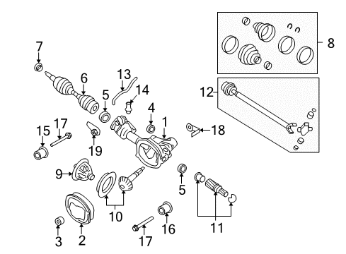 2007 Ford Explorer Sport Trac Carrier & Front Axles Axle Bearings Diagram for 6L2Z-4B413-A