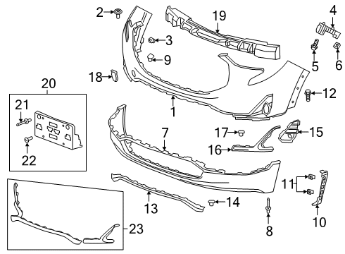 2020 GMC Terrain Front Bumper Tow Bracket Cover Diagram for 84286230