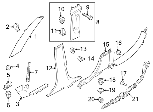 2024 Alfa Romeo Tonale Interior Trim - Pillars BUSHING-Pin Diagram for 68094895AA