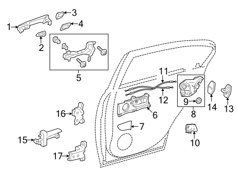 2016 Lexus IS350 Rear Door - Lock & Hardware Cable Assembly, Rear Door Diagram for 69730-53040