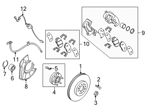 2009 Kia Borrego Brake Components Disc-Front Wheel Brake Diagram for 517122J000