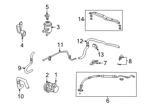 2005 Honda CR-V P/S Pump & Hoses, Steering Gear & Linkage Tube, Suction Diagram for 53731-S9A-020