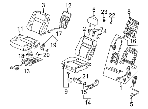 2005 Honda Accord Heated Seats Cover, Left Front Cushion Trim (Graphite Black) (Leather) Diagram for 81531-SDN-A41ZA