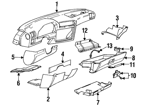 1991 BMW 318i Instrument Panel Supporting Bracket Diagram for 51161913891