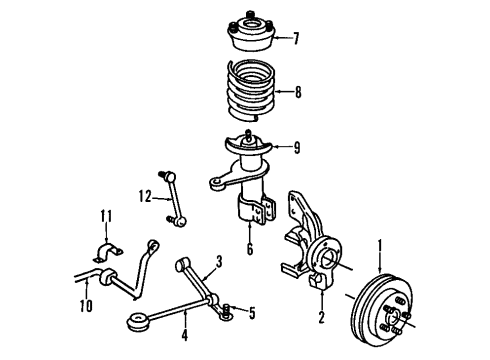 1995 Chrysler Concorde Front Suspension Components, Lower Control Arm, Stabilizer Bar Wheel Bearing Kit Compatible Diagram for 4593450AA