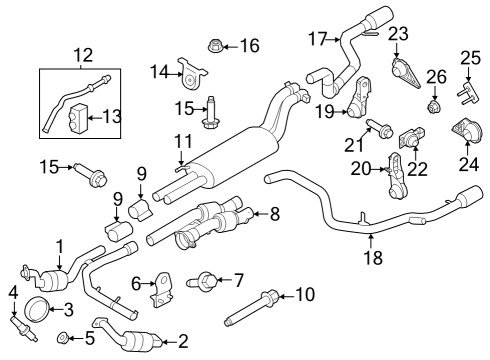 2023 Ford F-150 Exhaust Components Hanger Insulator Diagram for 9L3Z-5A262-A