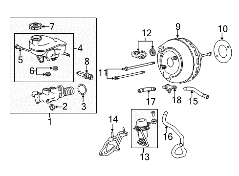 2013 Cadillac SRX Dash Panel Components Master Cylinder Diagram for 20984169