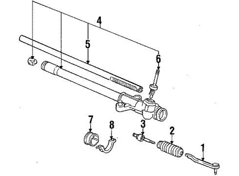 1989 Honda Civic P/S Pump & Hoses, Steering Gear & Linkage Cushion B, Steering Rack Diagram for 53436-SH3-000