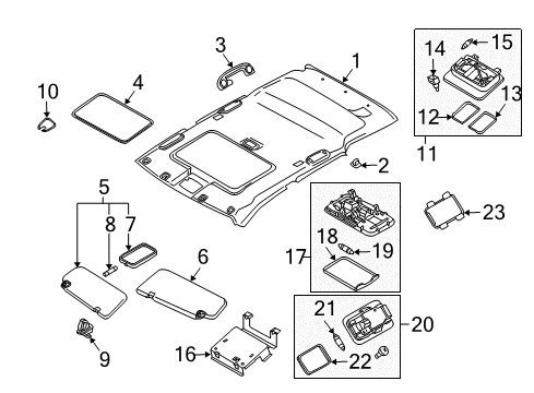 2004 Nissan Murano Interior Trim - Roof Bulb-Vanity Mirror Diagram for 26447-CA000