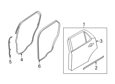 2011 Ford Explorer Rear Door Front Weatherstrip Diagram for BB5Z-7825325-B