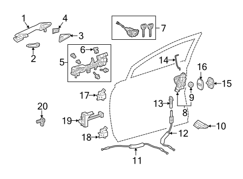 2022 Lexus RX350 Front Door Handle Assy, FR Door Diagram for 69220-0E050-J1