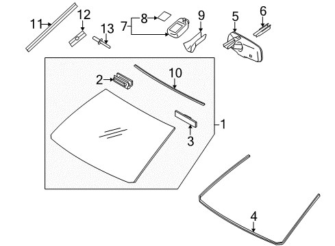2011 Lexus GX460 Windshield Glass, Reveal Moldings Mirror Inside Cover Diagram for 87818-35020