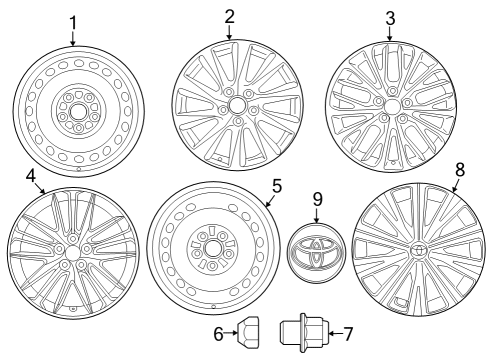 2019 Toyota Camry Wheels, Covers & Trim Wheel, Alloy Diagram for 42611-06G90