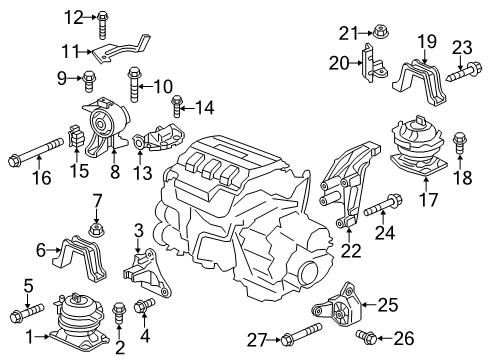2014 Honda Odyssey Engine & Trans Mounting Bolt, Flange (12X65) Diagram for 95701-12065-08