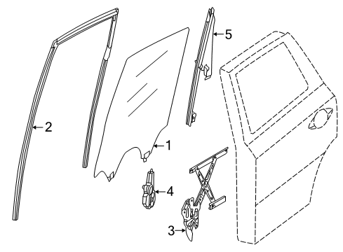2013 Nissan Pathfinder Rear Door Glass Run Rubber-Rear Door Window, RH Diagram for 82330-3KA0A