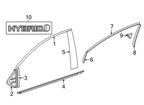 2023 Toyota Sienna Exterior Trim - Front Door Frame Molding Diagram for 75753-08010