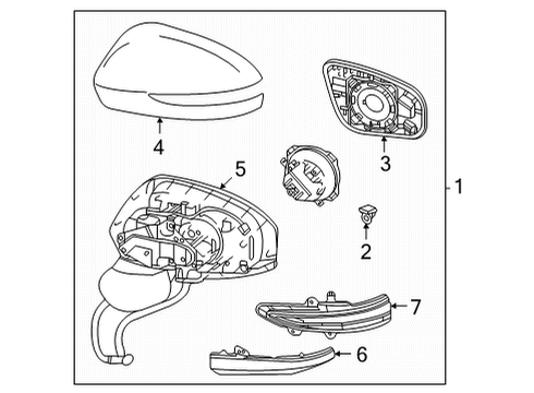 2018 Toyota Mirai Outside Mirrors Mirror Assembly Diagram for 87940-62061-A0