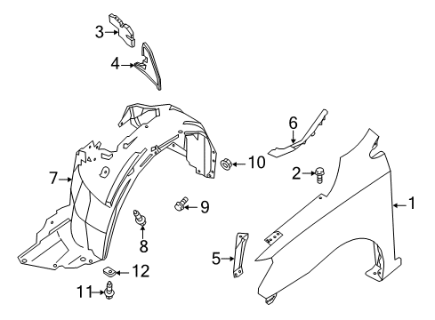 2014 Nissan Sentra Fender & Components Cover-Front Fender, RH Diagram for 66894-3SG0A
