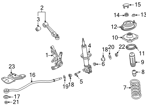 2003 Kia Rio Front Suspension Components, Lower Control Arm, Stabilizer Bar Rod-Tension, LH Diagram for 54710FD000