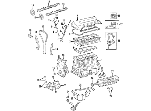 1986 Toyota Camry Engine Parts, Mounts, Cylinder Head & Valves, Camshaft & Timing, Oil Pan, Oil Pump, Crankshaft & Bearings, Pistons, Rings & Bearings Overhaul Gasket Set Diagram for 04111-64096