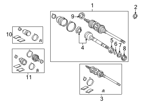 2001 Toyota Avalon Drive Axles - Front Boot Kit Diagram for 04438-07020