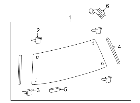 2020 Toyota Land Cruiser Lift Gate - Glass & Hardware Lift Gate Glass Upper Clip Diagram for 64828-60040