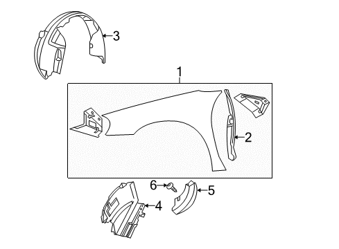 2005 Dodge Stratus Fender & Components, Exterior Trim Shield-Fender Diagram for 4880108AC