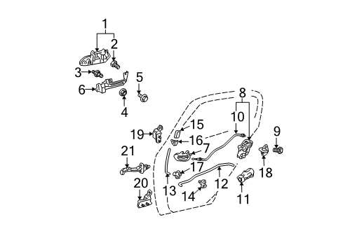 2004 Scion xB Rear Door Upper Hinge Diagram for 68750-AA010