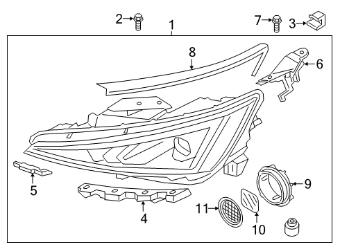 2019 Hyundai Elantra Headlamps Bracket Assembly-Head Lamp MTG, RH Diagram for 92158-F2500