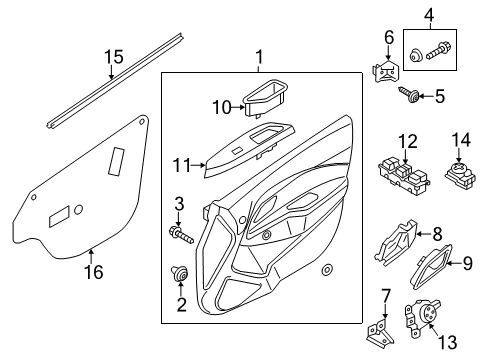 2017 Kia Rio Front Door WEATHERSTRIP-Front Door Belt Inside Diagram for 822411W000