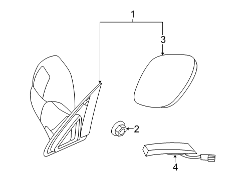 2011 Ram 2500 Outside Mirrors Outside Rearview Diagram for 55372066AI