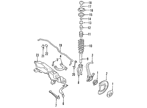 1994 Mitsubishi Galant Front Suspension, Lower Control Arm, Upper Control Arm, Stabilizer Bar, Suspension Components Shield-Brake Diagram for MB699363