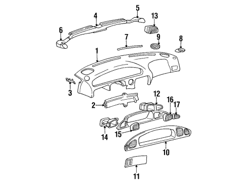 1995 Hyundai Sonata Instrument Panel Duct Assembly-Side Air Ventilator, LH Diagram for 97480-34000