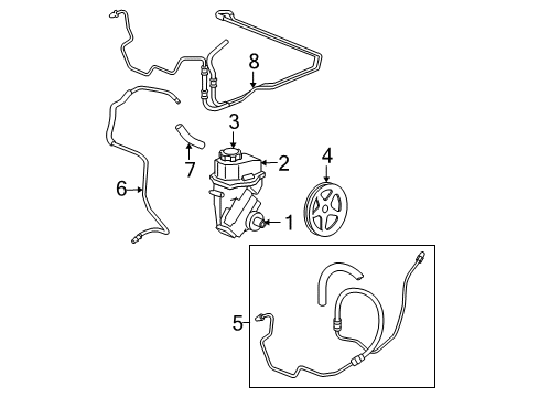 2008 Chevrolet Impala P/S Pump & Hoses, Steering Gear & Linkage Power Steering Pump Diagram for 19369078