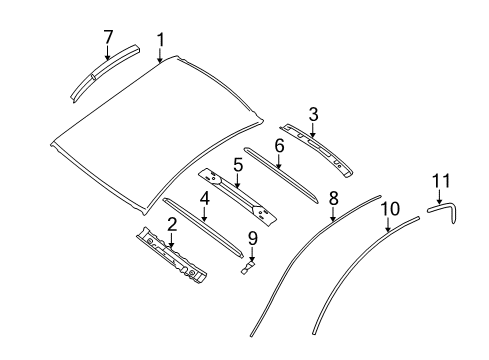 2007 Nissan Altima Roof & Components Moulding-Roof Drip, Front LH Diagram for 76813-JA000