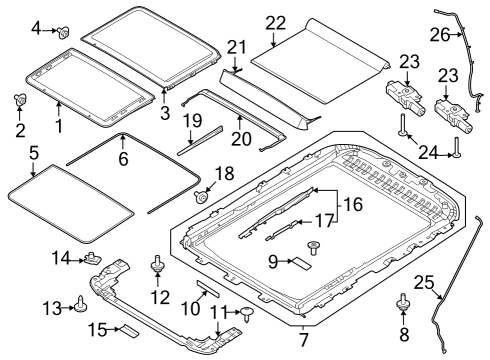 2024 Ford F-250 Super Duty Sunroof Lower Seal Diagram for HC3Z-17724-A