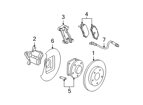 2004 Pontiac Grand Prix Rear Brakes Caliper Asm, Rear Brake Diagram for 89047635