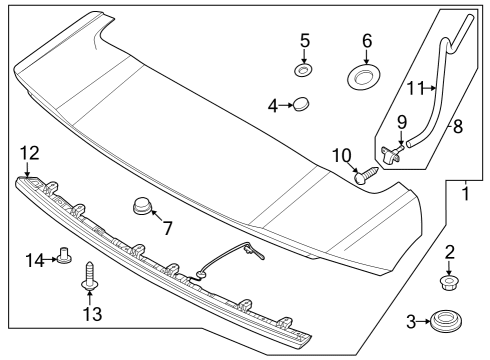 2024 Kia Niro EV Rear Spoiler SPOILER ASSY-RR Diagram for 87210AT000
