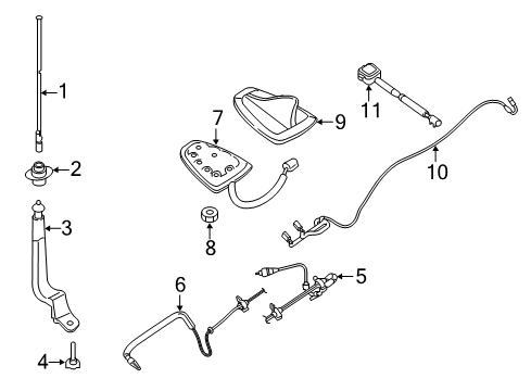 2022 Nissan TITAN Antenna & Radio Cover Antenna Base Primer Diagram for 28228-9BK0A