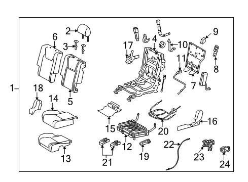 2014 Lexus RX350 Rear Seat Components Pad, NO.1 Seat Cushion, LH Diagram for 71612-0E020